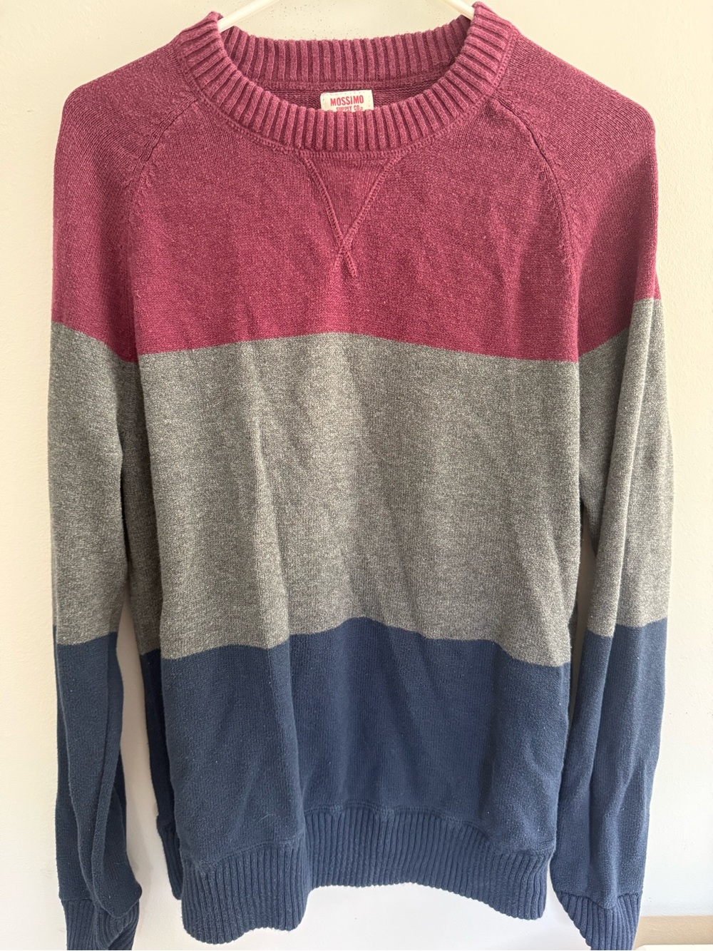 Mossimo Supply Co. Men’s Colorblock Crewneck Sweater - Pink, Gray & Blue